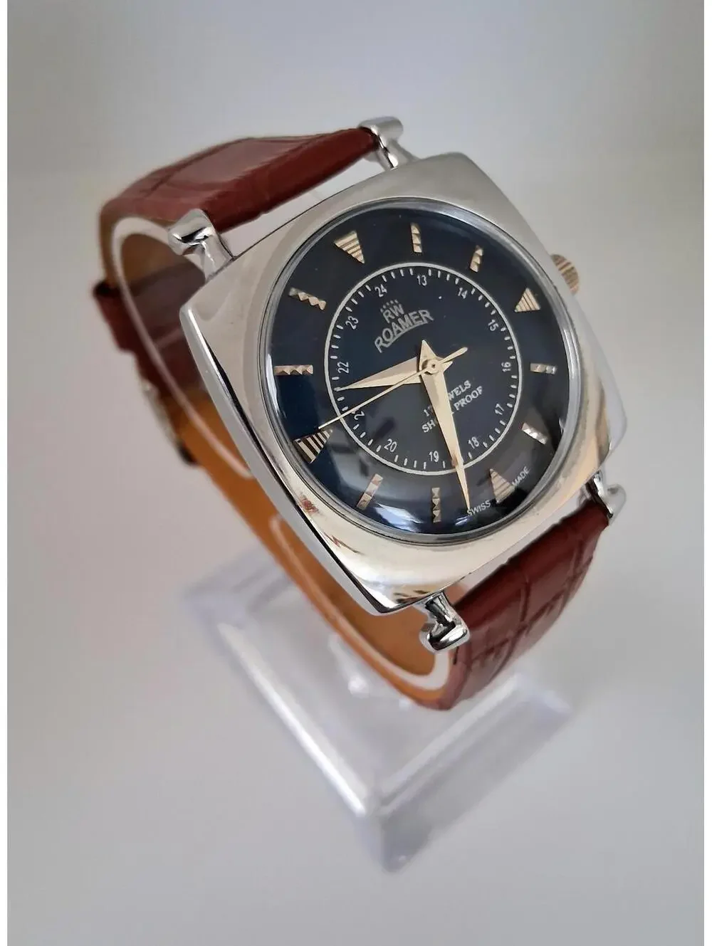 Vintage Roamer Men's Leather Mechanical Watch RARE